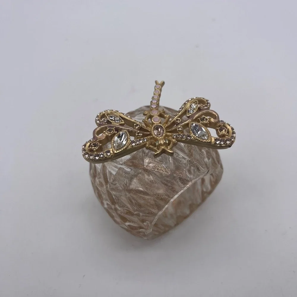 RARE JAY STRONGWATER BLUSH DRAGONFLY‎ FIGURINE CRYSTAL NAPKIN RING